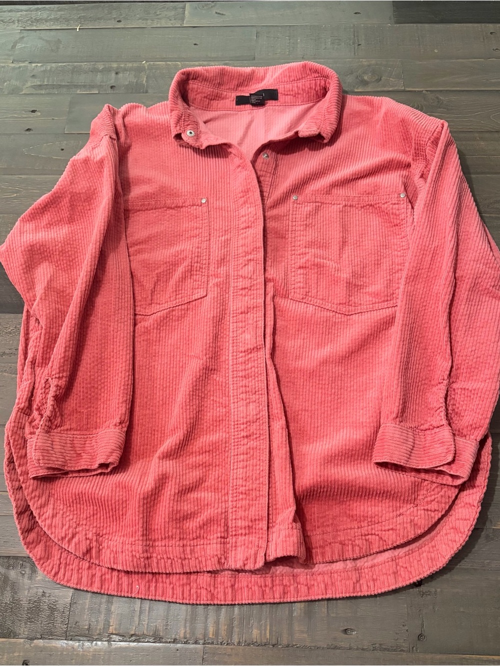 Forever 21 Pink Corduroy Button Front Shacket Overshirt Size Small